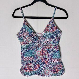 5/$25 George Floral Multicolor Tankini Bikini Top Swim Top L